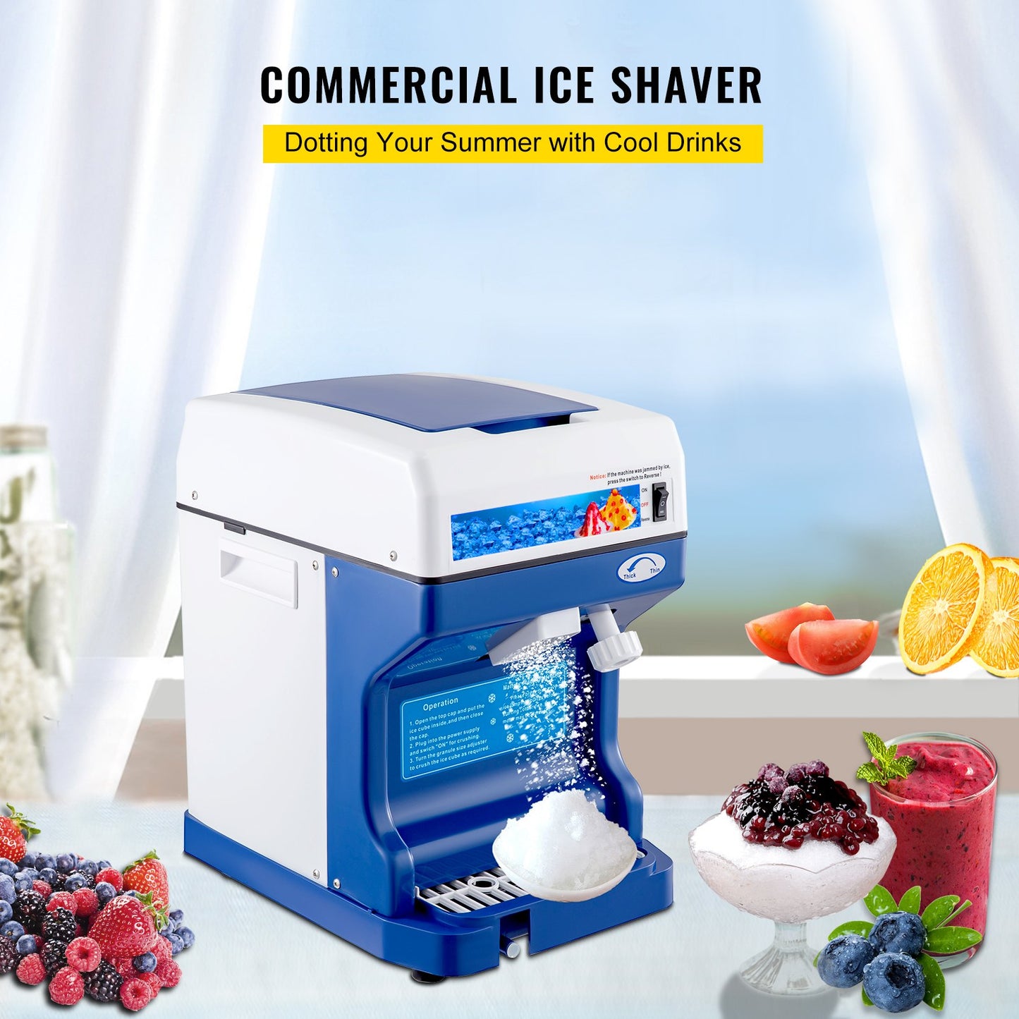 VEVOR Ice Shaver 265LBS/Hour Snow Cone Frozen Ice Shaving Slushie Dessert Maker