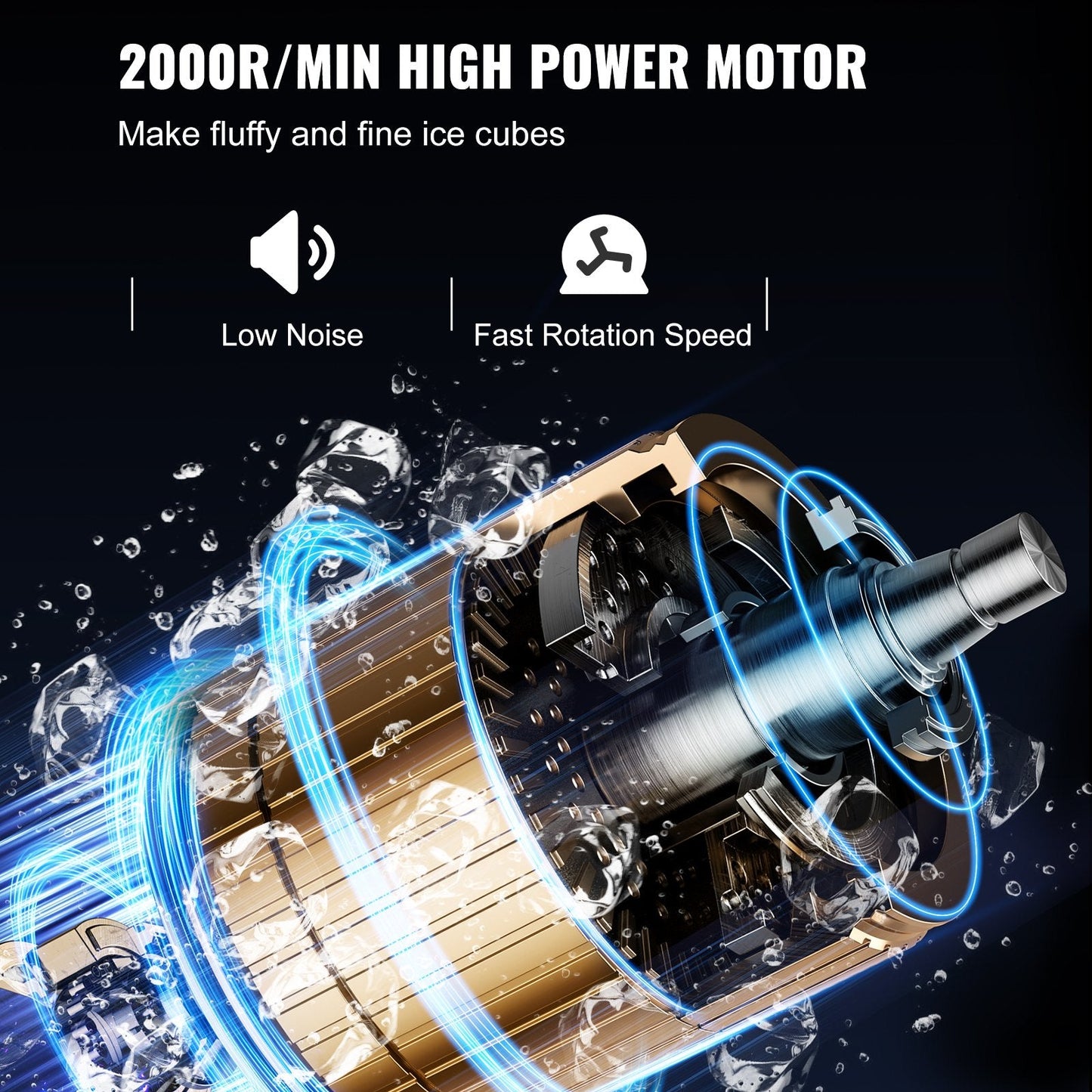 Commercial Electric Ice Shaver Crusher, 120kg/hr Snow Cone Machine with 2kg Box