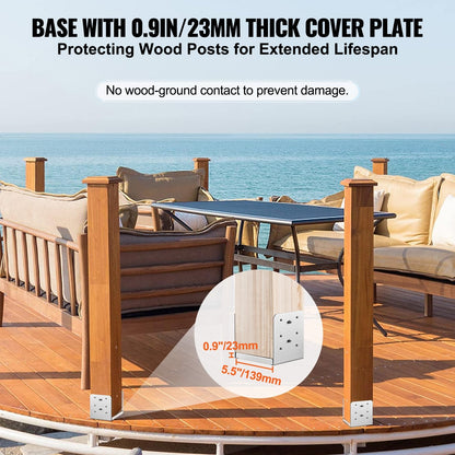 Stainless Steel Adjustable Post Base for 6x6 Column, 0.15x0.15m, 15.5 kg