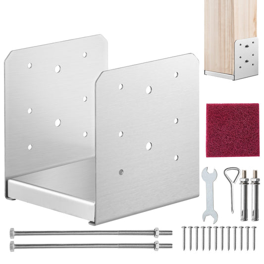 VEVOR 152.4x152.4 Post Base, 1Pcs Stainless Steel Adjustable Post Anchor Bracket(Internal