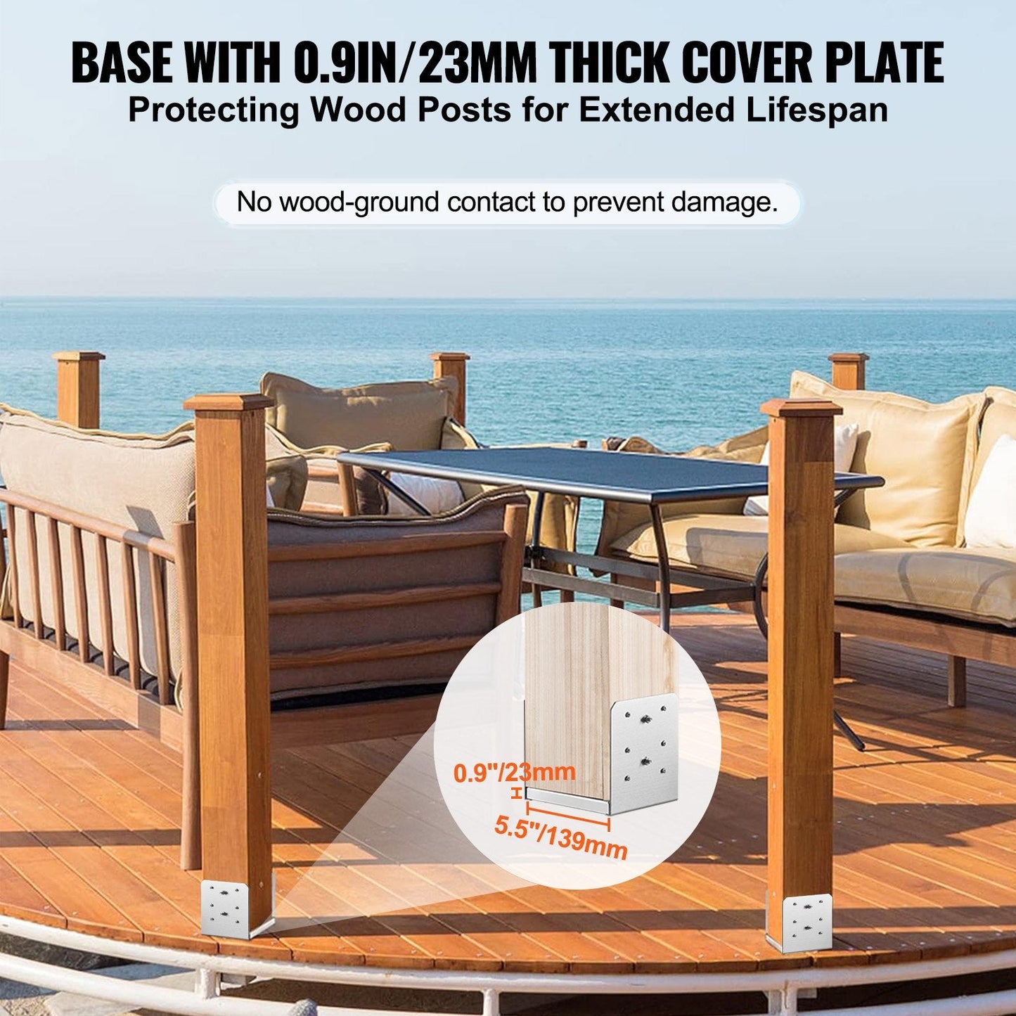 Adjustable Stainless Steel Post Anchor Brackets, 10Pcs, 0.15x0.15m, for 6x6 Columns