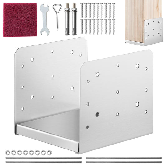 VEVOR 203.2x203.2mm Post Base, 1Pcs Stainless Steel Adjustable Post Anchor Bracket(Internal
