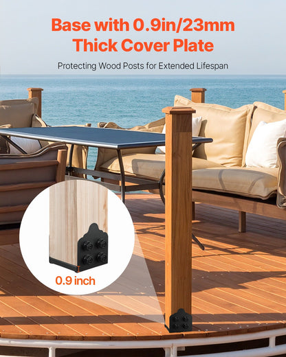8x8 Post Base 2 Pcs, Inner Size 7.9x7.5 inch / 200x190 mm Post Brackets, Heavy Duty Carbon Steel Decking Posts, Wood Posts Brackets for Pavilion Deck Railing Support Deck Base Plate, Black