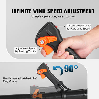 VEVOR Backpack Leaf Blower, 52CC 2-Cycle Gas Leaf Blower with 1.37L Fuel Tank, 480CFM