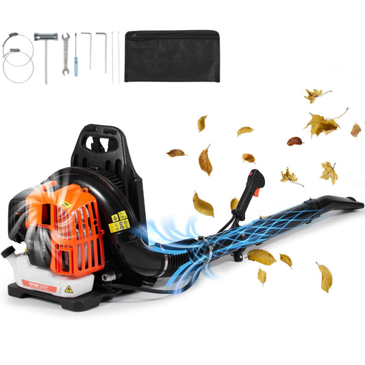 VEVOR Backpack Leaf Blower, 52CC 2-Cycle Gas Leaf Blower with 1.37L Fuel Tank, 480CFM