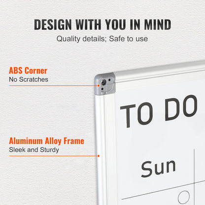 VEVOR Magnetic Whiteboard Dry Erase Board 36" x 24" Wall Mounted for Office