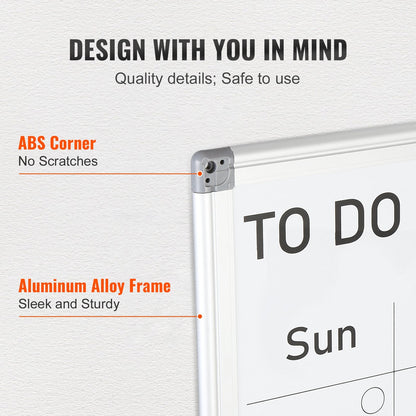Magnetic Whiteboard 0.9 x 0.6 m Wall-Mounted Dry Erase Board for Office Use