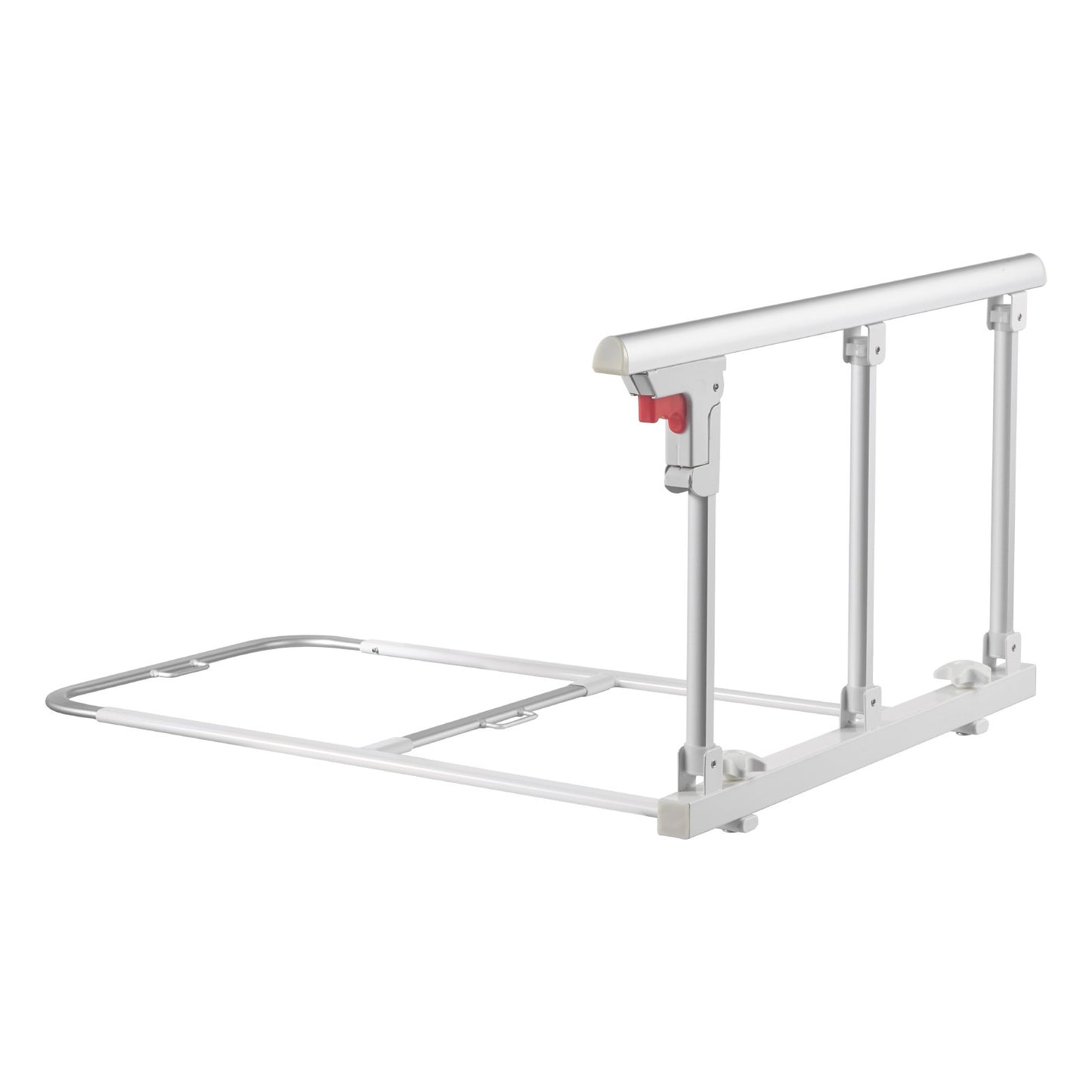 Foldable Bed Rail for Elderly, 70 cm Bedside Assist Rail with Fixing Strap, Adjustable Height Pipe Bedside Cane, High-Strength Metal Senior Bed Bar, Hand Guard Grab Fits King, Queen, Full, Twin