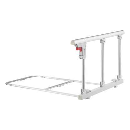 Foldable Bed Rail for Elderly, 70 cm Bedside Assist Rail with Fixing Strap, Adjustable Height Pipe Bedside Cane, High-Strength Metal Senior Bed Bar, Hand Guard Grab Fits King, Queen, Full, Twin