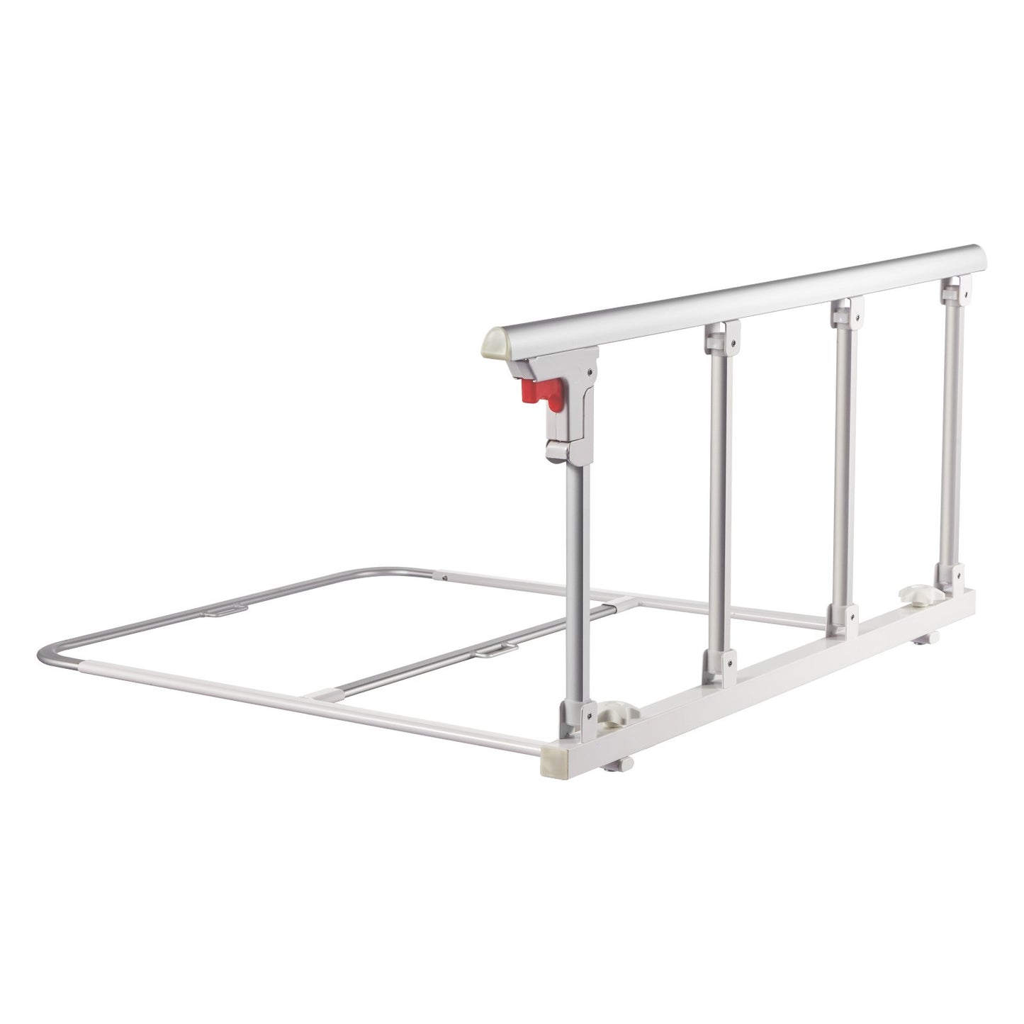 Foldable Bed Rail for Elderly, 97 cm Bedside Assist Rail with Fixing Strap, Adjustable Height Pipe Bedside Cane, High-Strength Metal Senior Bed Bar, Hand Guard Grab Fits King, Queen, Full, Twin