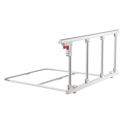 Foldable Bed Rail for Elderly, 97 cm Bedside Assist Rail with Fixing Strap, Adjustable Height Pipe Bedside Cane, High-Strength Metal Senior Bed Bar, Hand Guard Grab Fits King, Queen, Full, Twin
