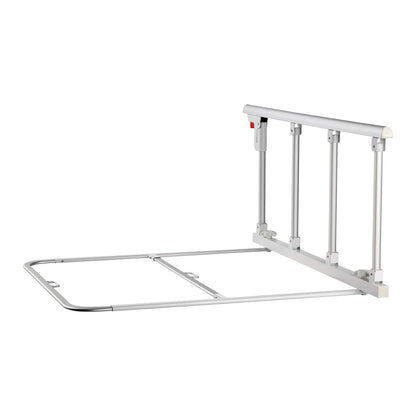 Foldable Bed Rail for Elderly, 97 cm Bedside Assist Rail with Fixing Strap, Adjustable Height Pipe Bedside Cane, High-Strength Metal Senior Bed Bar, Hand Guard Grab Fits King, Queen, Full, Twin