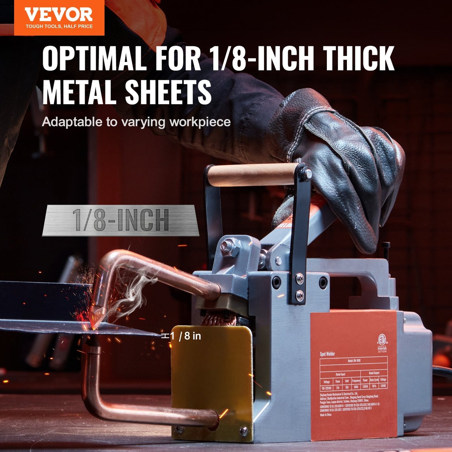 Portable Spot Welder, 0.32m Thick, 8KVA, for Steel & Aluminum Sheets, 12kg