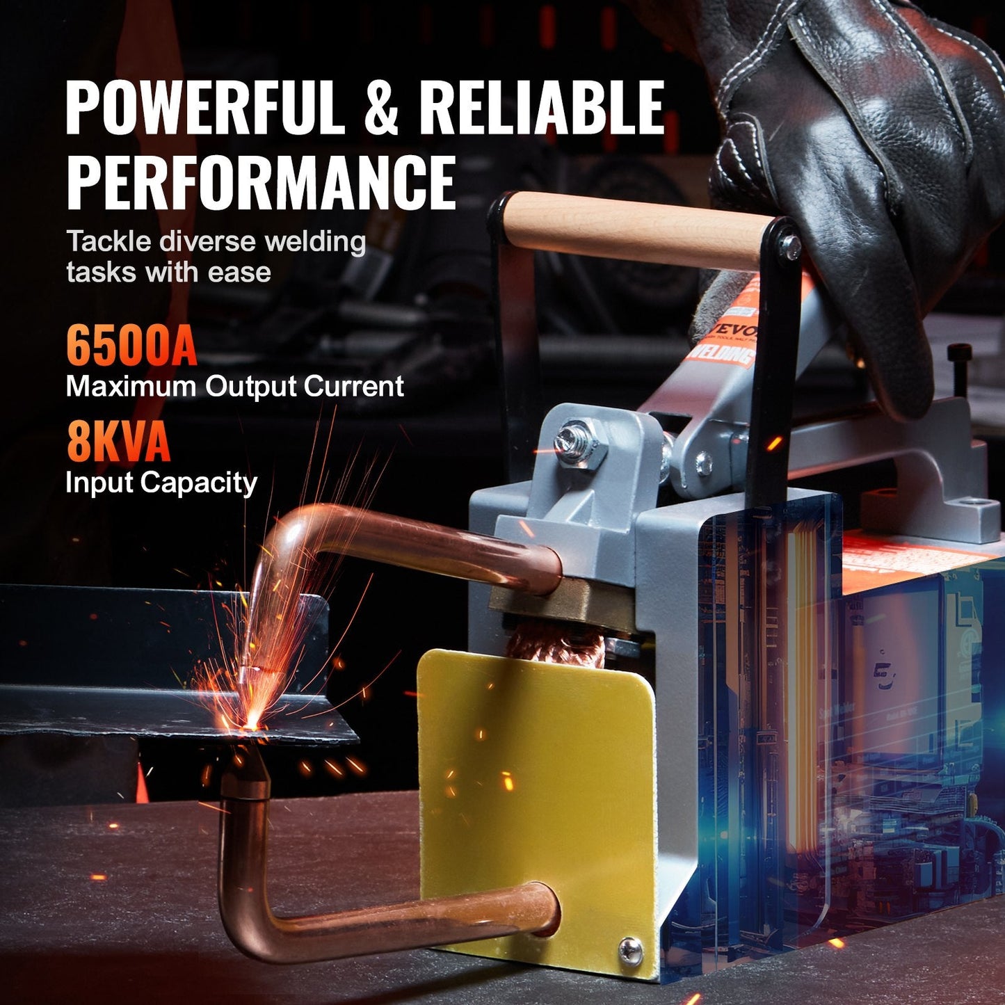 Portable Spot Welder, 0.32m Thick, 8KVA, for Steel & Aluminum Sheets, 12kg