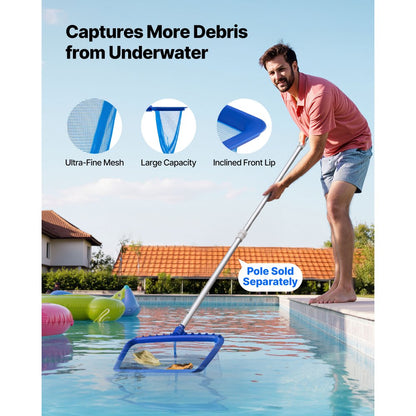 Swimming Pool Cleaing Kit with Leaf Skimmer Bag Rake Nets & 2 Brush Heads