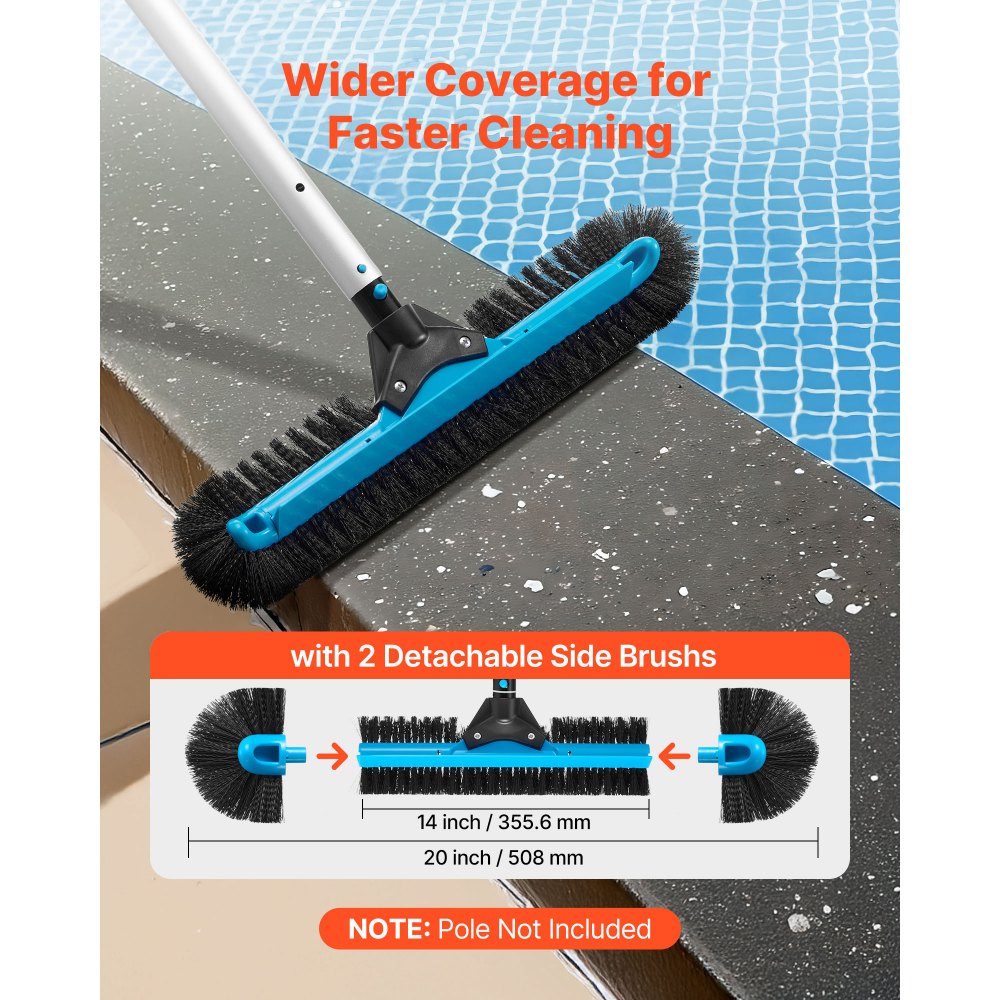 Pool Brush Head for Inground Above Ground Swimming Pool with Side Brushes