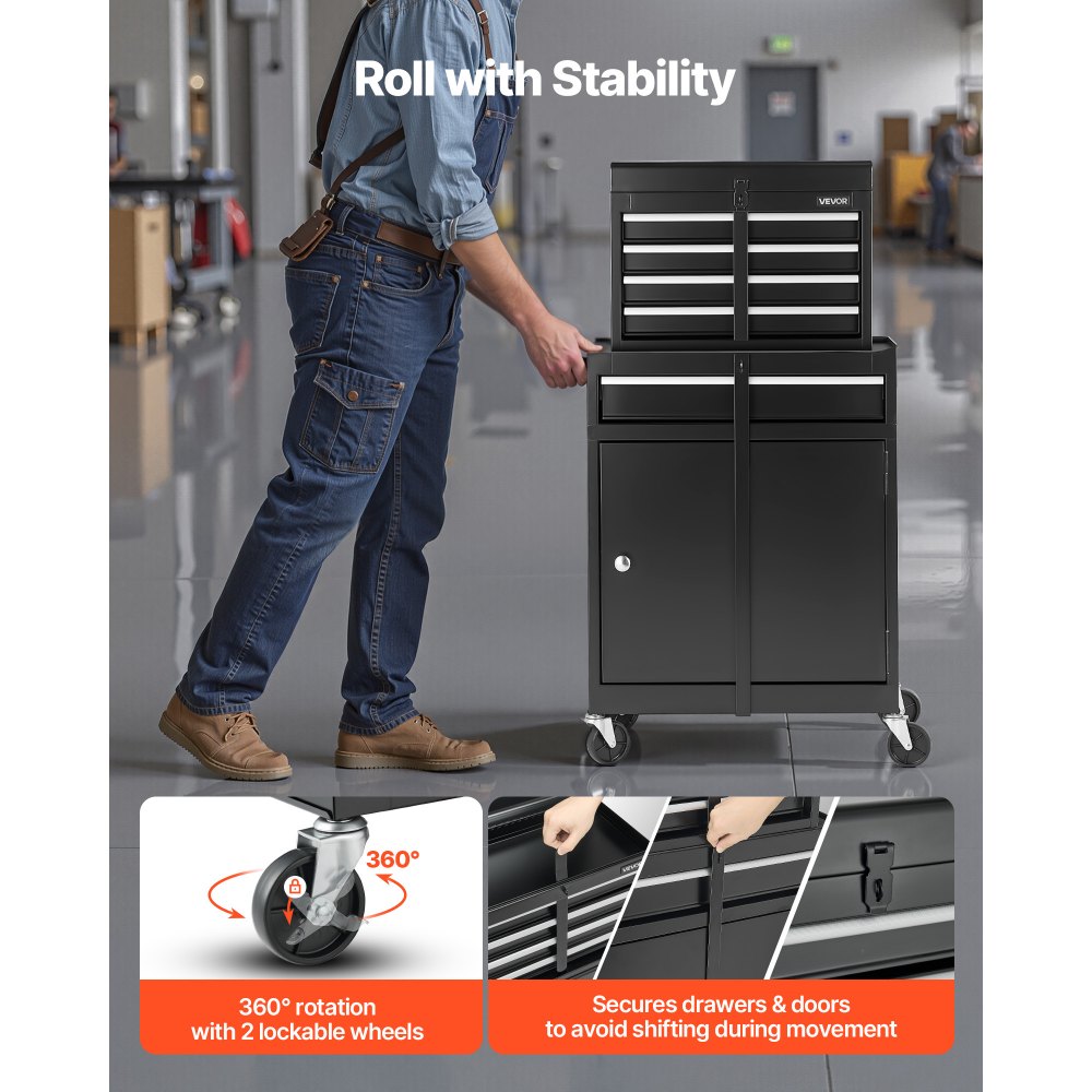 Rolling Tool Chest 5 Drawers Tool Storage Cabinet with Lockable Wheels