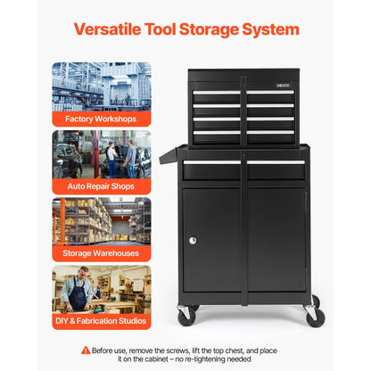 Rolling Tool Chest 5 Drawers Tool Storage Cabinet with Lockable Wheels