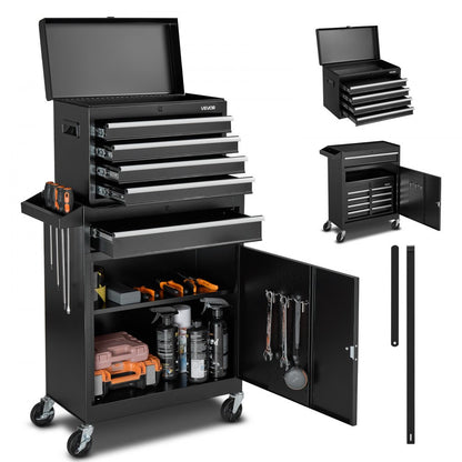 Rolling Tool Chest 5 Drawers Tool Storage Cabinet with Lockable Wheels