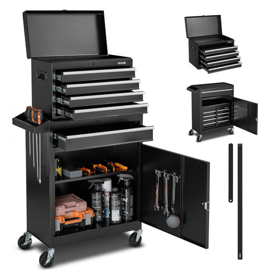 Rolling Tool Chest 5 Drawers Tool Storage Cabinet with Lockable Wheels