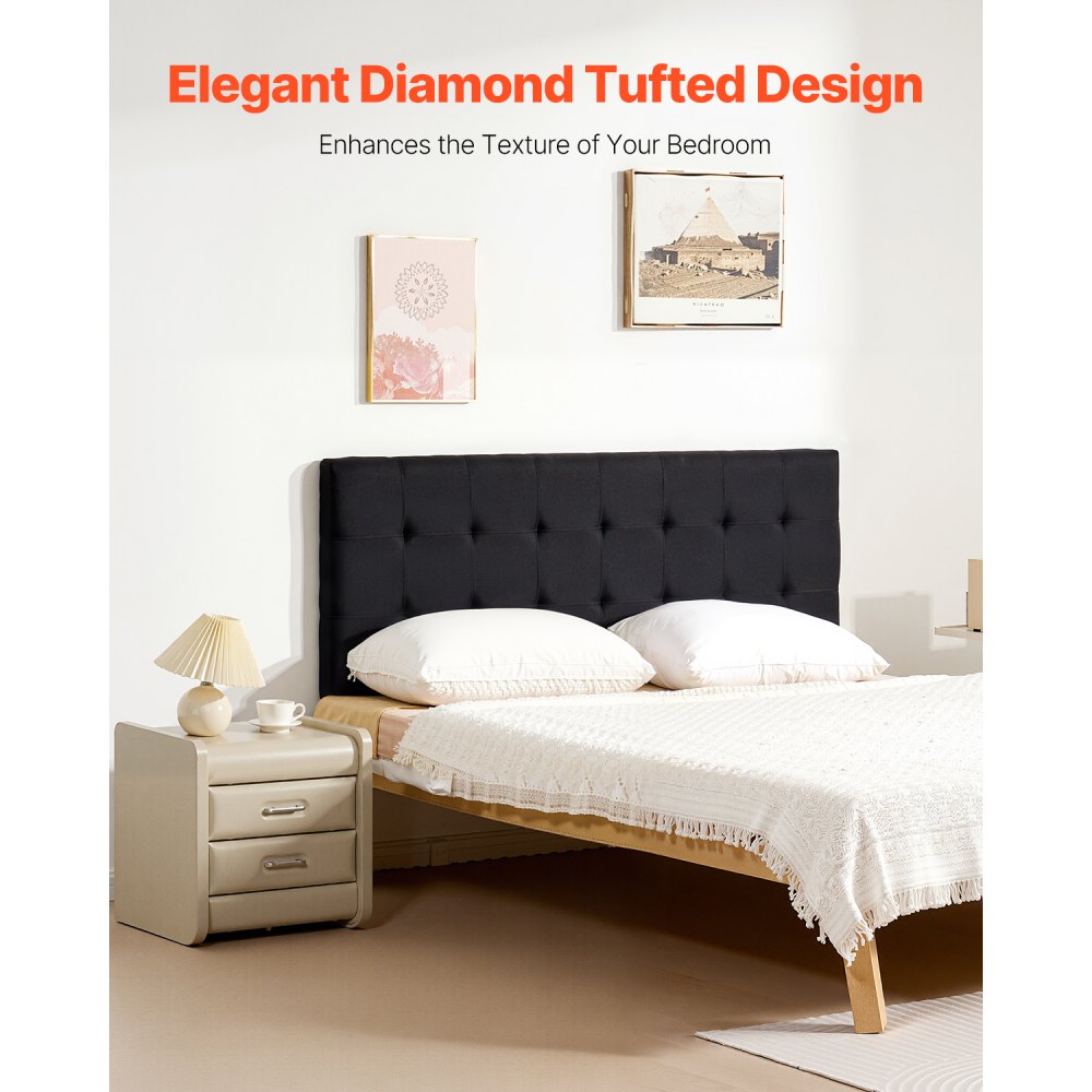 VEVOR Headboard for Queen Size Bed with Adjustable Height Sponge & Fabric Black