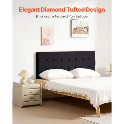 VEVOR Headboard for Queen Size Bed with Adjustable Height Sponge & Fabric Black