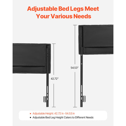 VEVOR Headboard for Queen Size Bed with Adjustable Height Sponge & Fabric Black