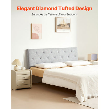 VEVOR Headboard for Full Size Bed with Adjustable Height Sponge & Fabric Grey