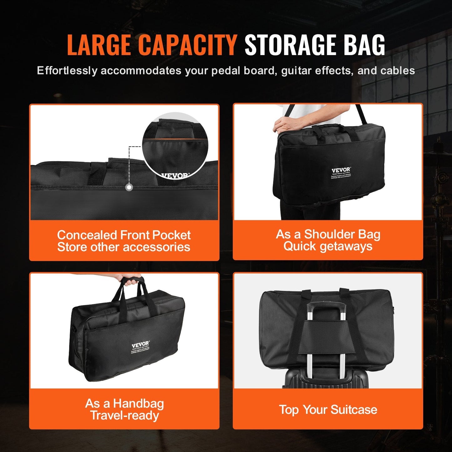 Lightweight Foldable Aluminum Guitar Pedal Board with Carry Bag, 0.5 x 0.3 m