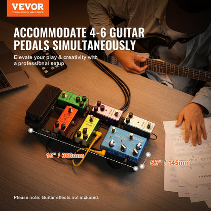 Ultra-Light Aluminum Guitar Pedal Board with Case, 0.37 kg, 0.38 x 0.15 m