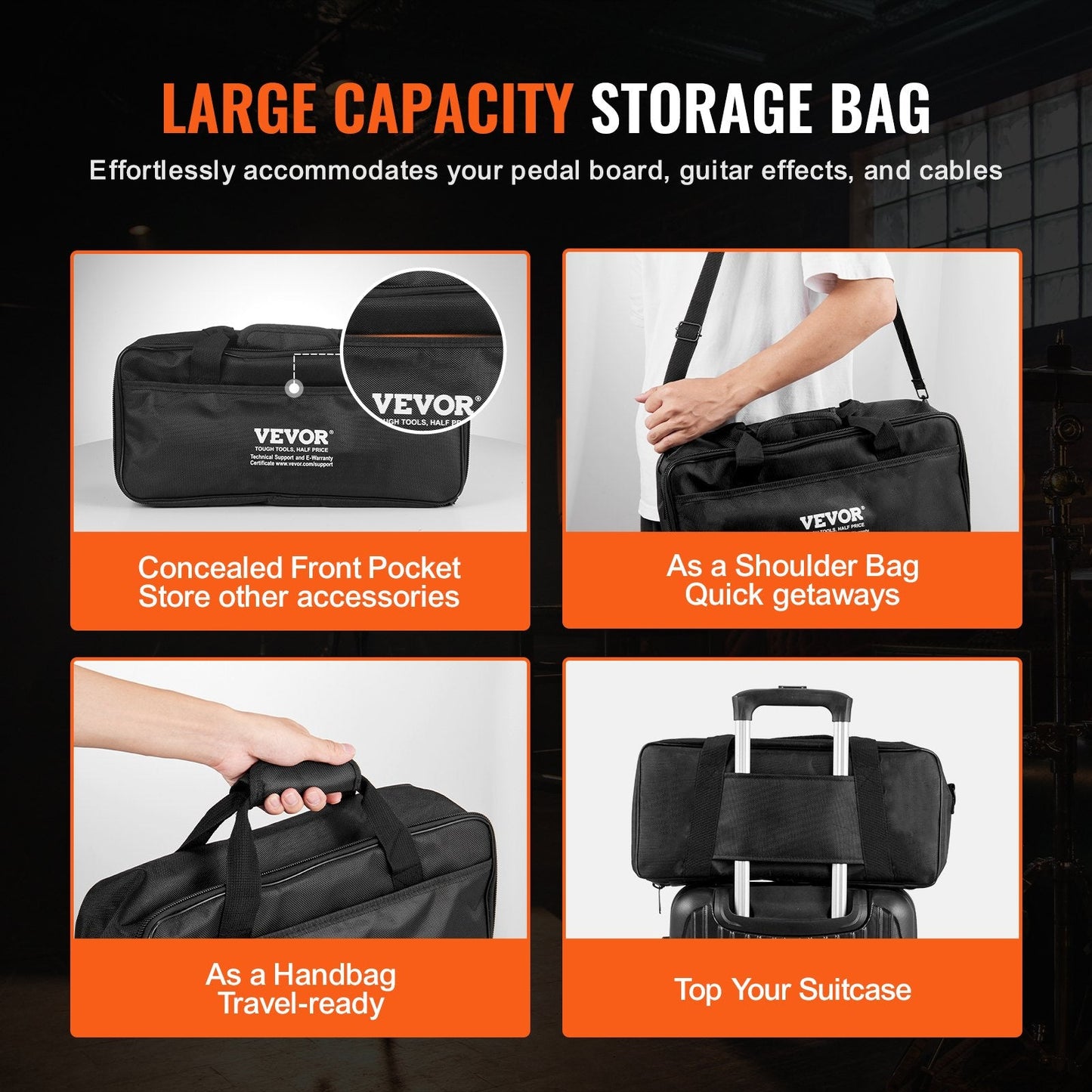 Ultra-Light Aluminum Guitar Pedal Board with Case, 0.37 kg, 0.38 x 0.15 m