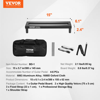 VEVOR Guitar Pedal Board, 15'' x 5.7'', Aluminum Alloy 0.8 lbs Super Light Guitar