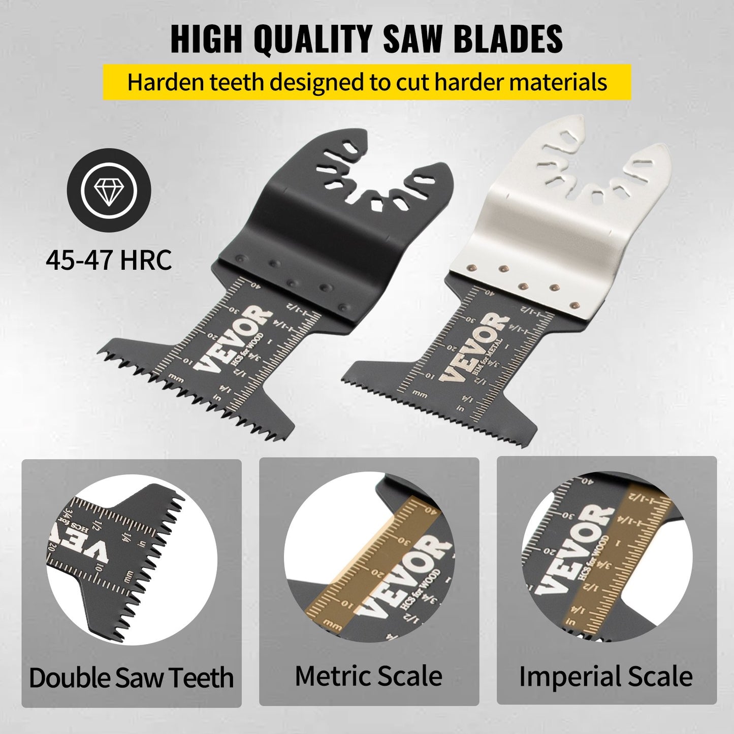 VEVOR 50 PCS Oscillating Saw Blades, Quick Release Multitool Blades Kit, HCS Tool