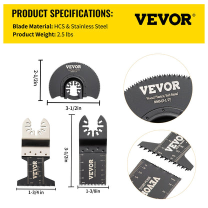 VEVOR 50 PCS Oscillating Saw Blades, Quick Release Multitool Blades Kit, HCS Tool