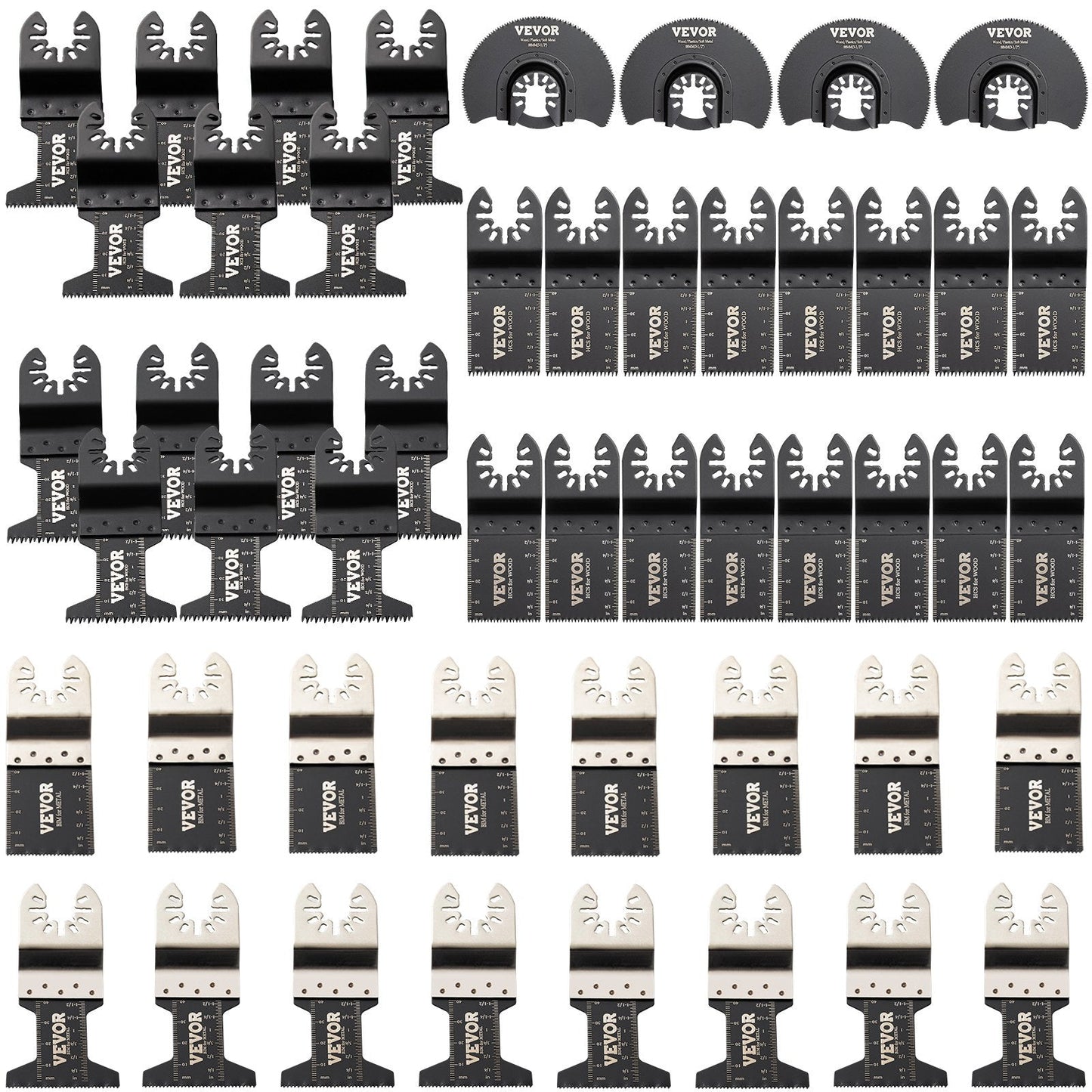 50-Piece Multitool Saw Blades Kit, Quick Release for Wood, Metal, Plastic