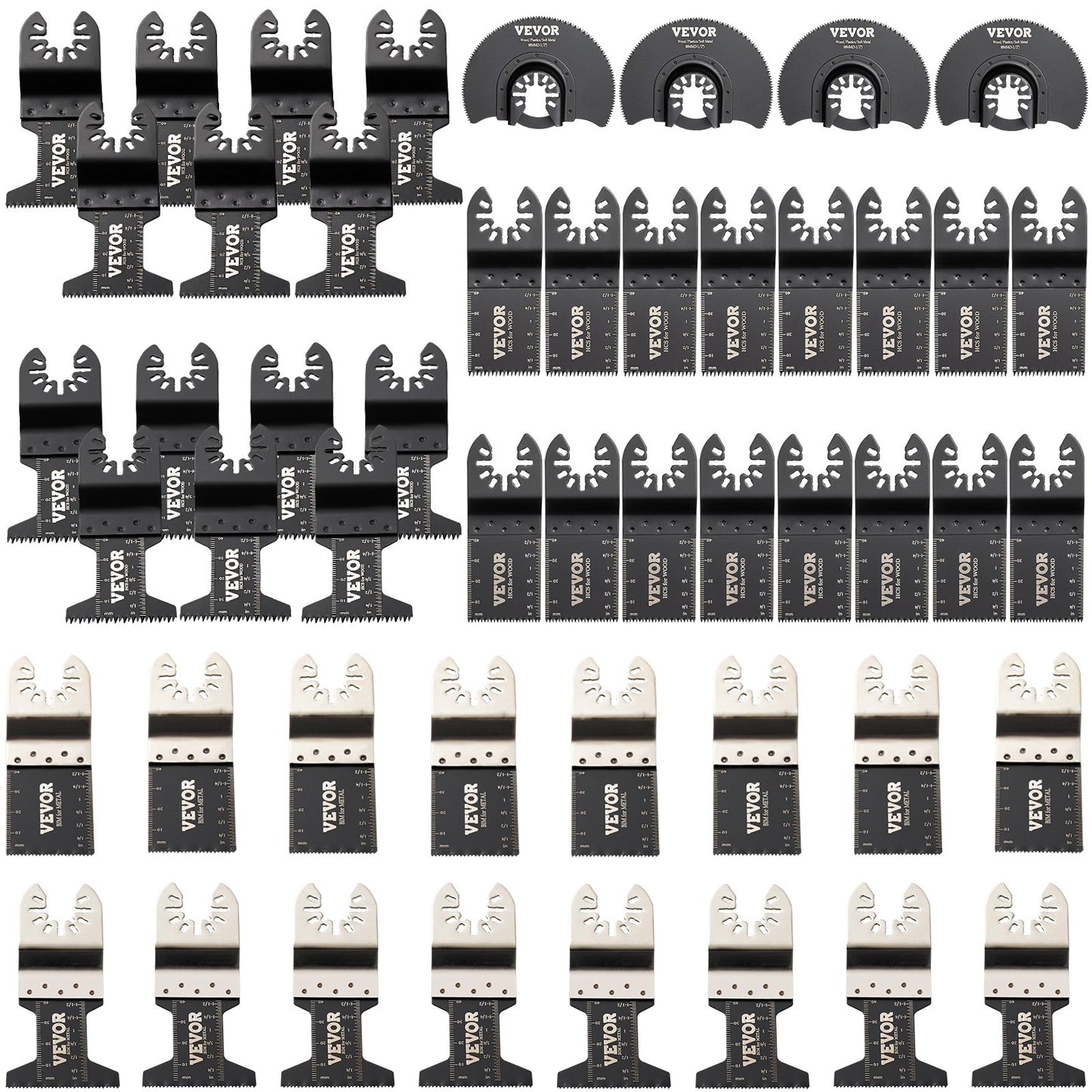 VEVOR 50 PCS Oscillating Saw Blades, Quick Release Multitool Blades Kit, HCS Tool