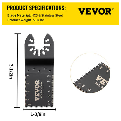 VEVOR 100PCS Oscillating Saw Blades, Quick Release Multitool Blades Kit, HCS Tool