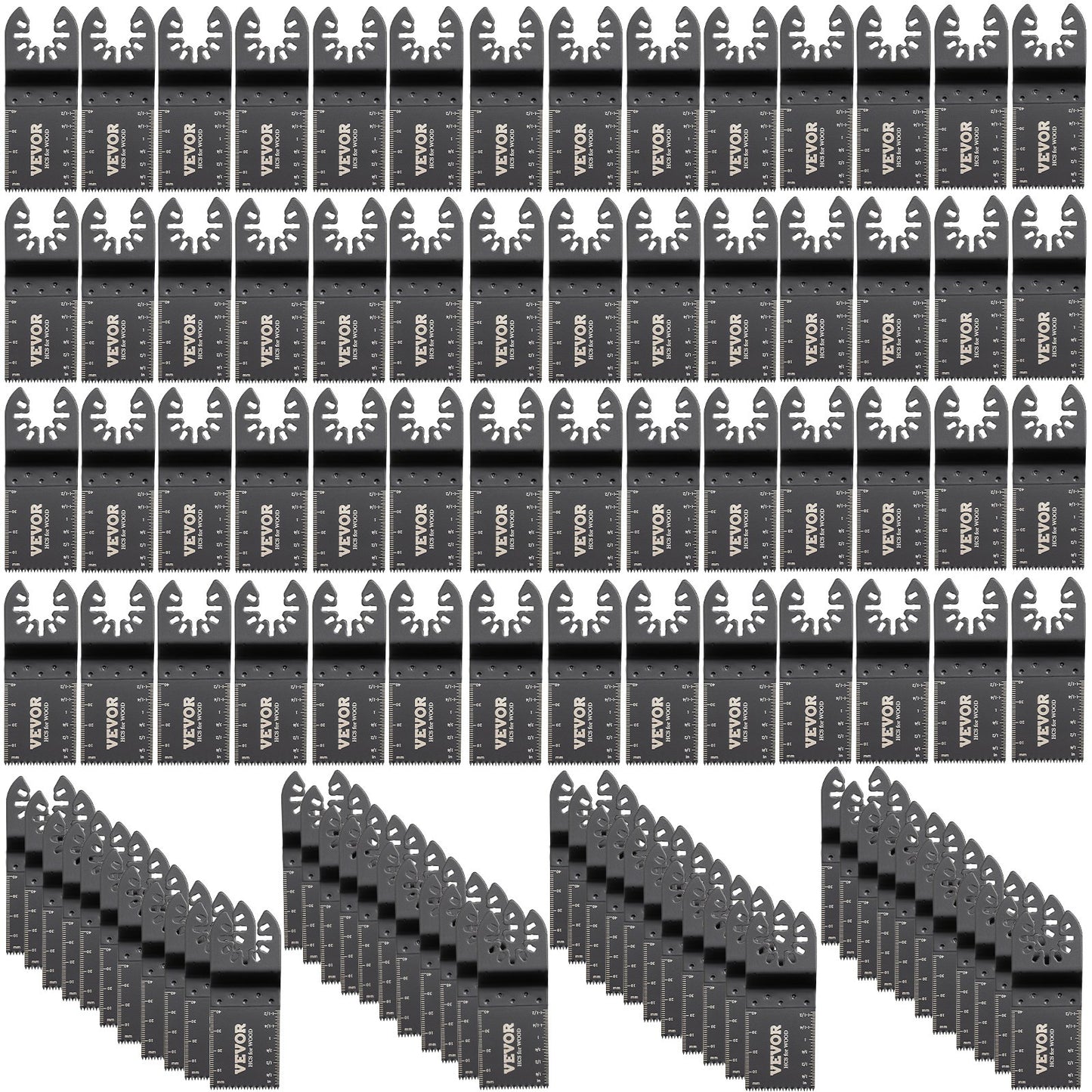 VEVOR 100PCS Oscillating Saw Blades, Quick Release Multitool Blades Kit, HCS Tool