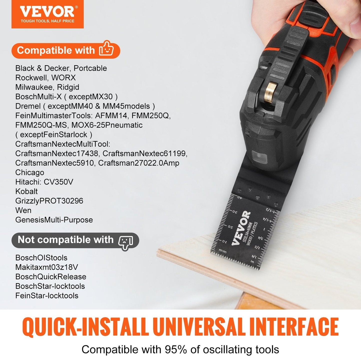 50-Piece Universal Oscillating Saw Blades, Quick Release, Fits Major Brands