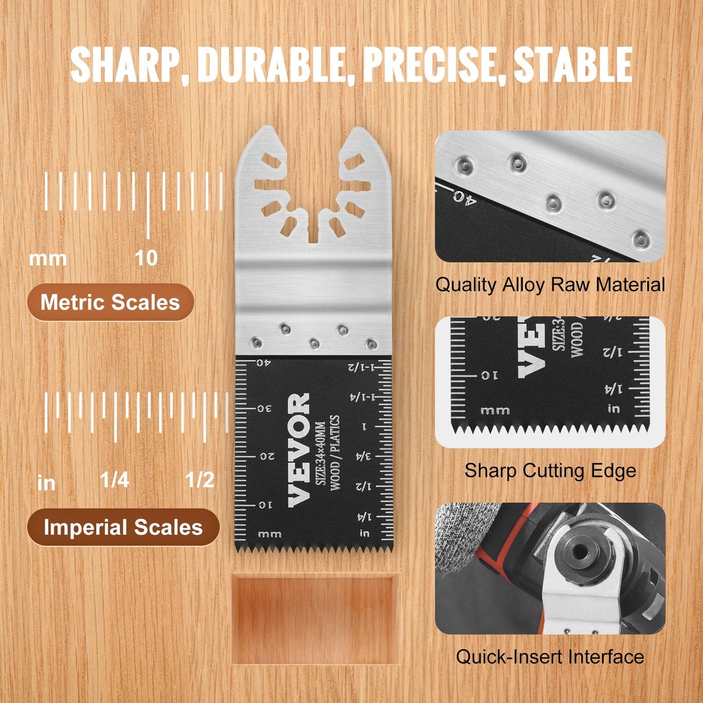 30-Piece Universal Oscillating Tool Blade Kit with 8 Types for Wood & Metal