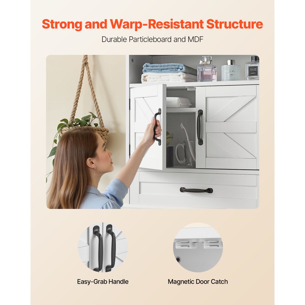  Bathroom Wall Cabinet Storage Medicine Cabinet 2 Doors & Shelves & Drawer