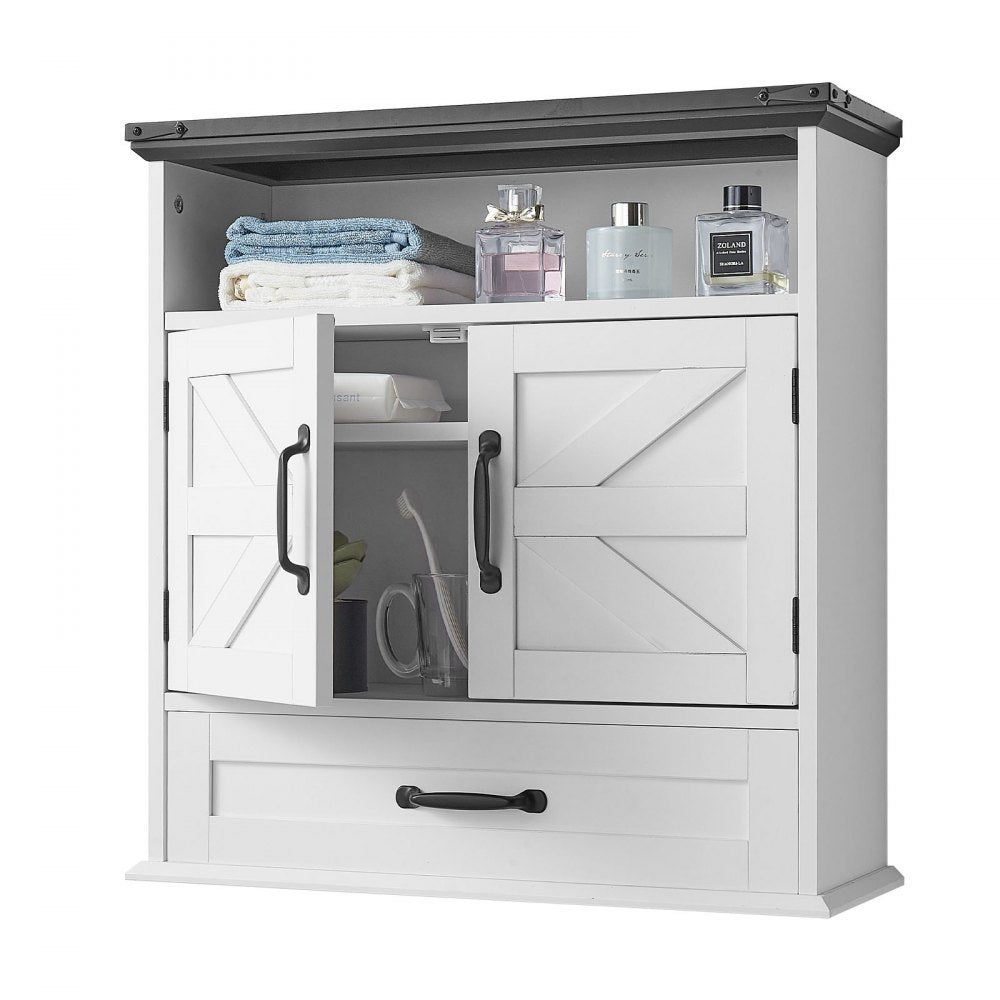  Bathroom Wall Cabinet Storage Medicine Cabinet 2 Doors & Shelves & Drawer