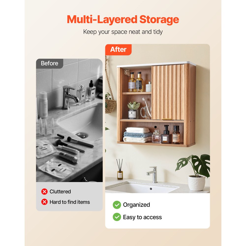  Bathroom Wall Cabinet Over Toilet Medicine Cabinet with Door and Shelves