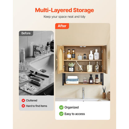  Bathroom Wall Cabinet Over Toilet Medicine Cabinet with 2 Doors & Shelves