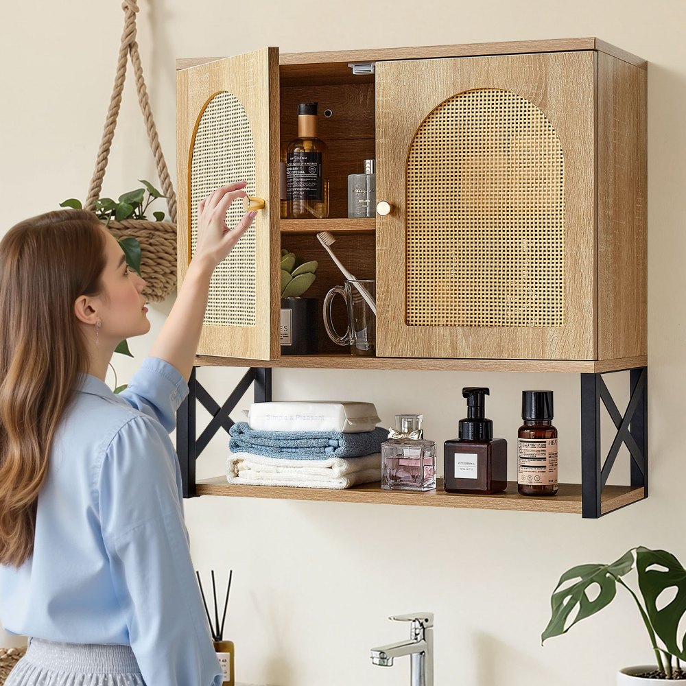  Bathroom Wall Cabinet Over Toilet Medicine Cabinet with 2 Doors & Shelves