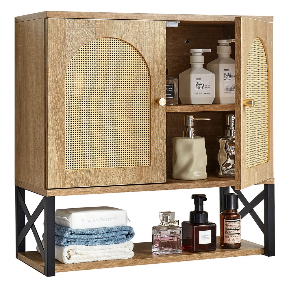  Bathroom Wall Cabinet Over Toilet Medicine Cabinet with 2 Doors & Shelves