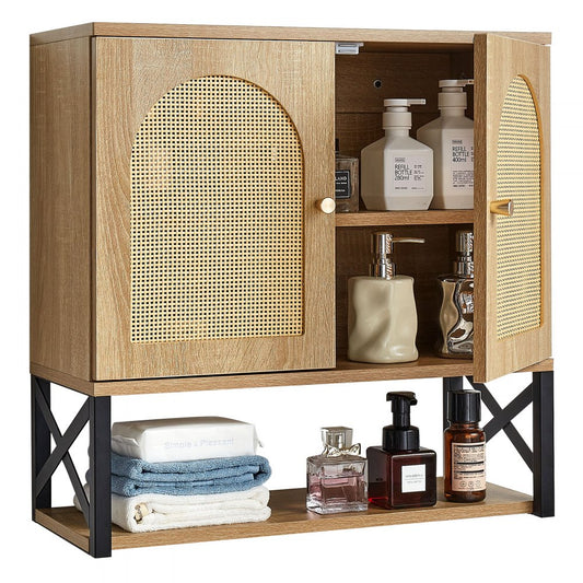  Bathroom Wall Cabinet Over Toilet Medicine Cabinet with 2 Doors & Shelves