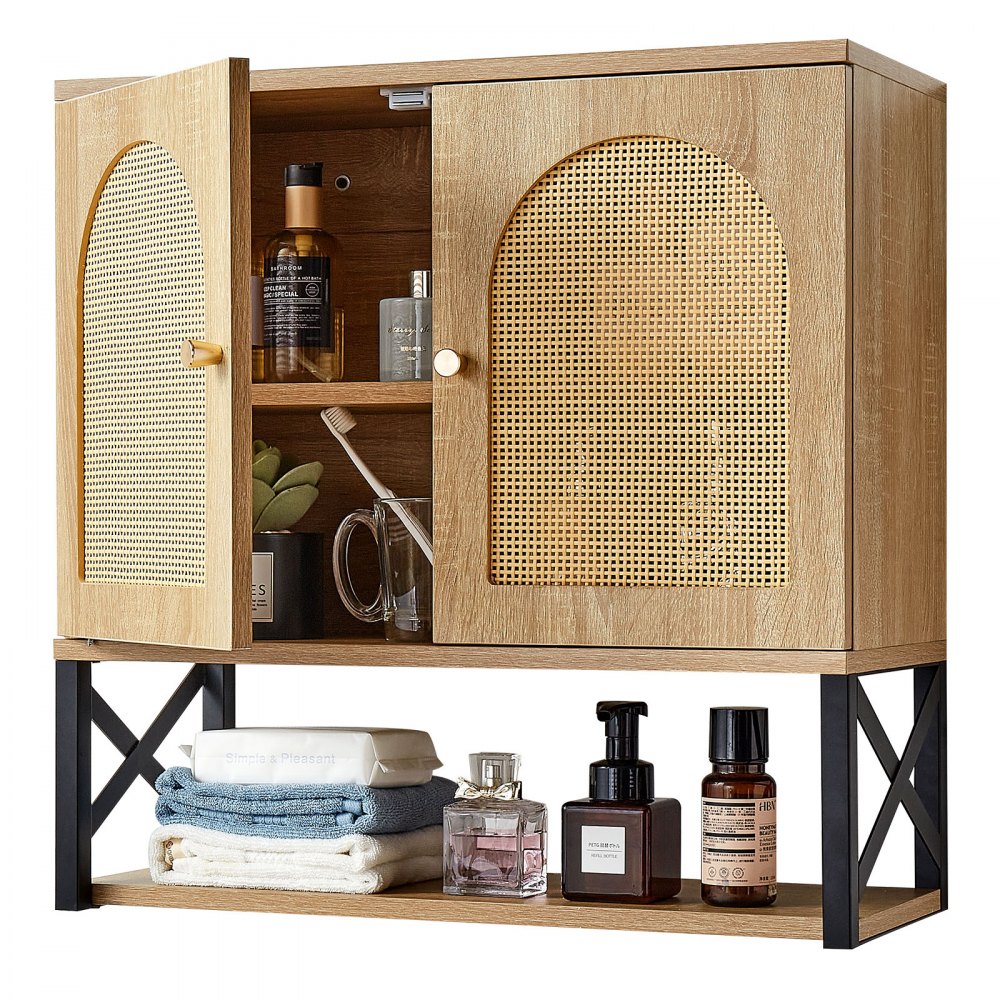  Bathroom Wall Cabinet Over Toilet Medicine Cabinet with 2 Doors & Shelves