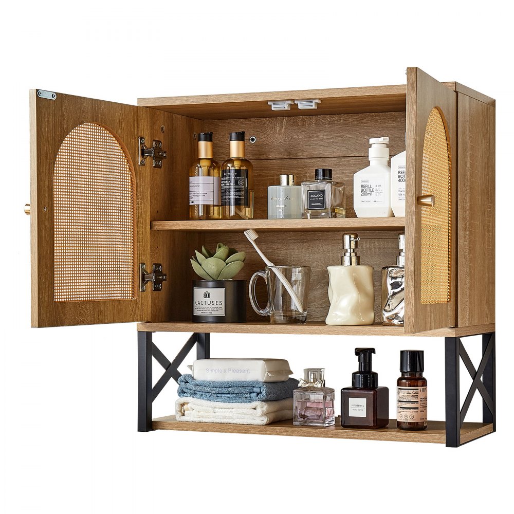  Bathroom Wall Cabinet Over Toilet Medicine Cabinet with 2 Doors & Shelves