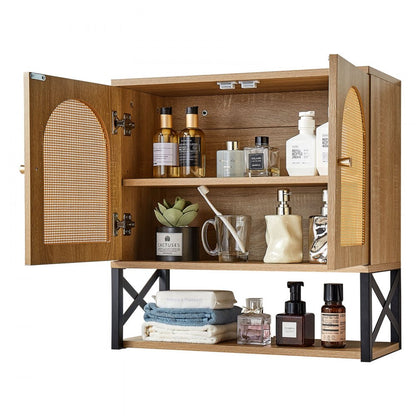  Bathroom Wall Cabinet Over Toilet Medicine Cabinet with 2 Doors & Shelves